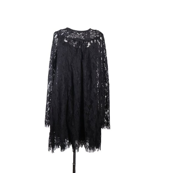 Urban Outfitters Kimchi Blue Womens S Black Flowy Long-Sleeve Lace Trapeze Dress - Picture 4 of 11